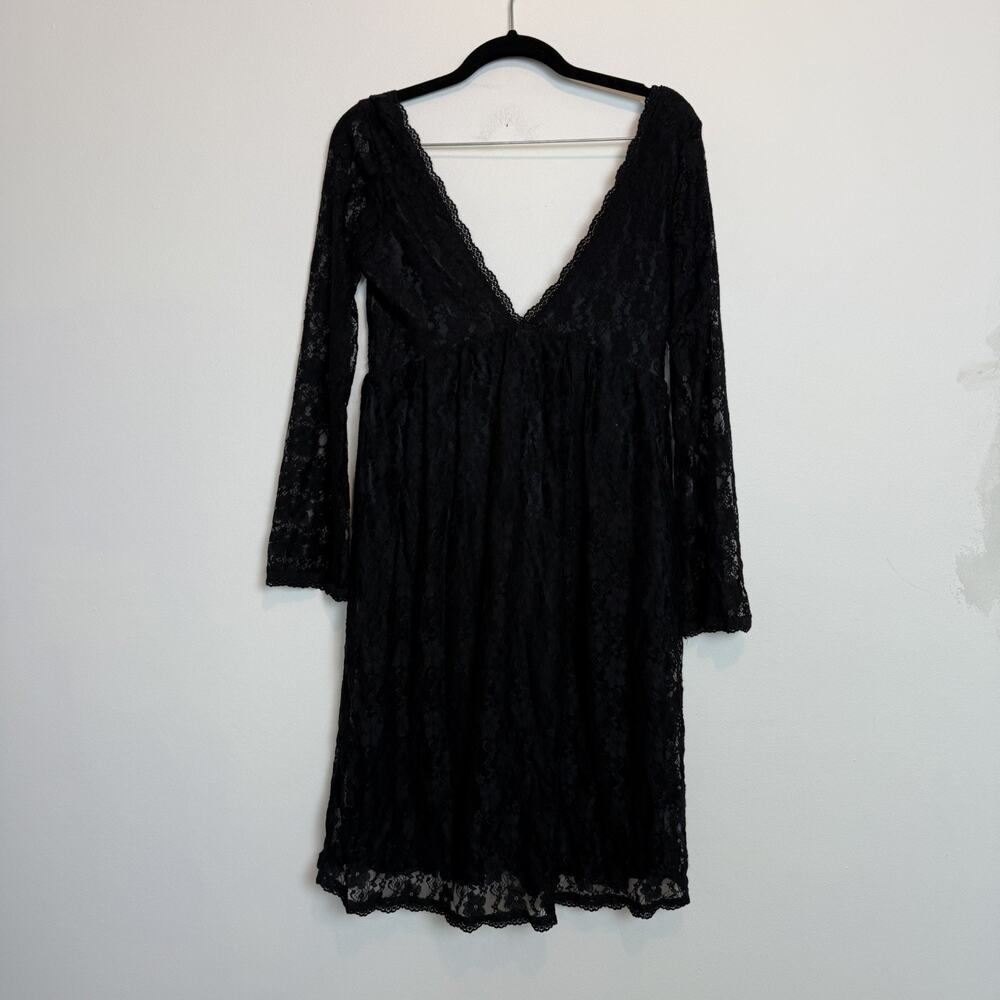 Vintage 90s lace slip dress gothic coquette v neck grunge SM y2k